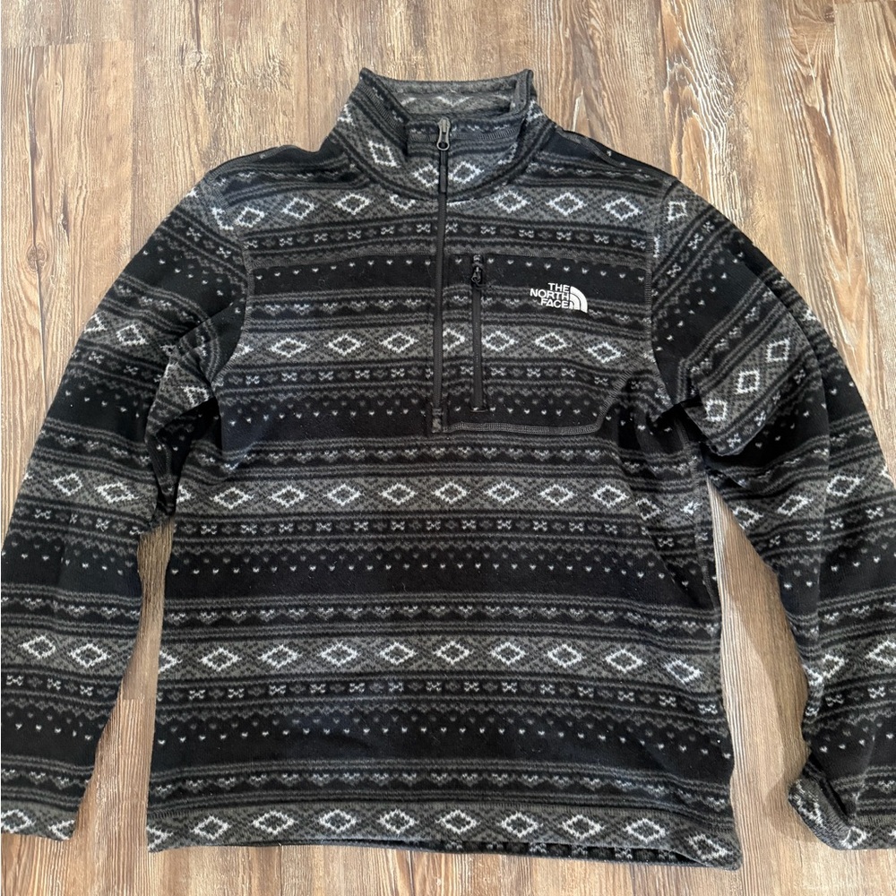 The North Face Black and Gray Geometric Fleece
